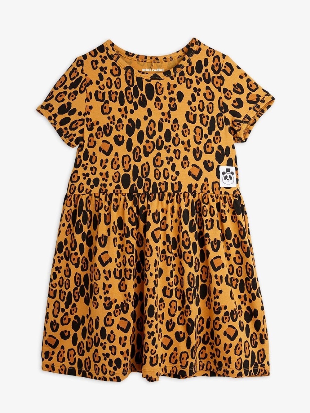 NWT Mini Rodini Cute Basic Leopard Short Sleeve Dress Flared Skirt Sz 4-9M